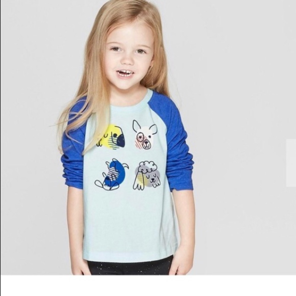 CAT & JACK -   Bleached Aqua Long Sleeve T shirt.